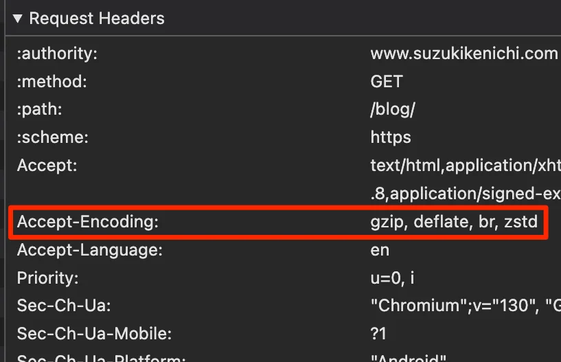 accept-encoding: gzip, deflate, br, zstd